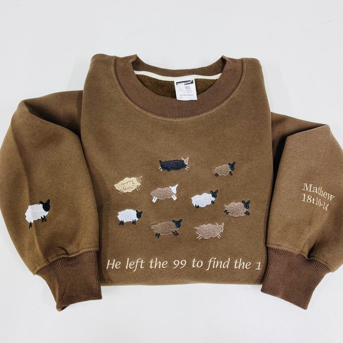 Embroidered Sheep He Left The 99 To Find The 1 Sweatshirt, The Lord is My Shepherd Sweatshirt, GEMB07